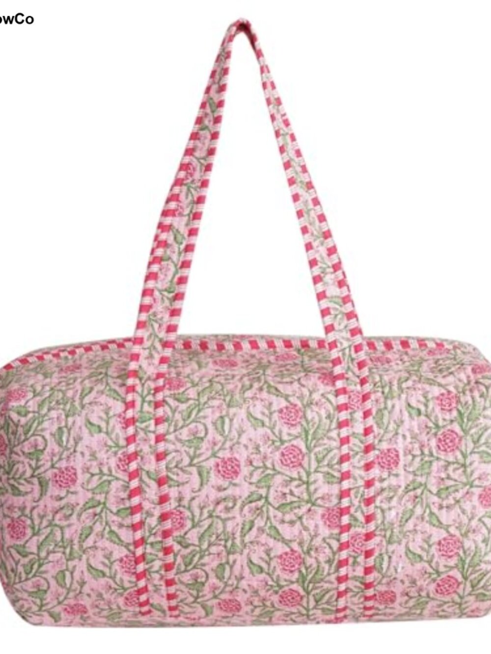 Handmade Cotton Quilted Weekender Bag Floral Indian Print Duffle Travel Tote